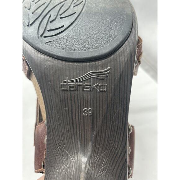 Dansko Nina Sandals Womens Size 39 US 8.5-9 Shoes Brown Leather Floral Slingback - Picture 9 of 10